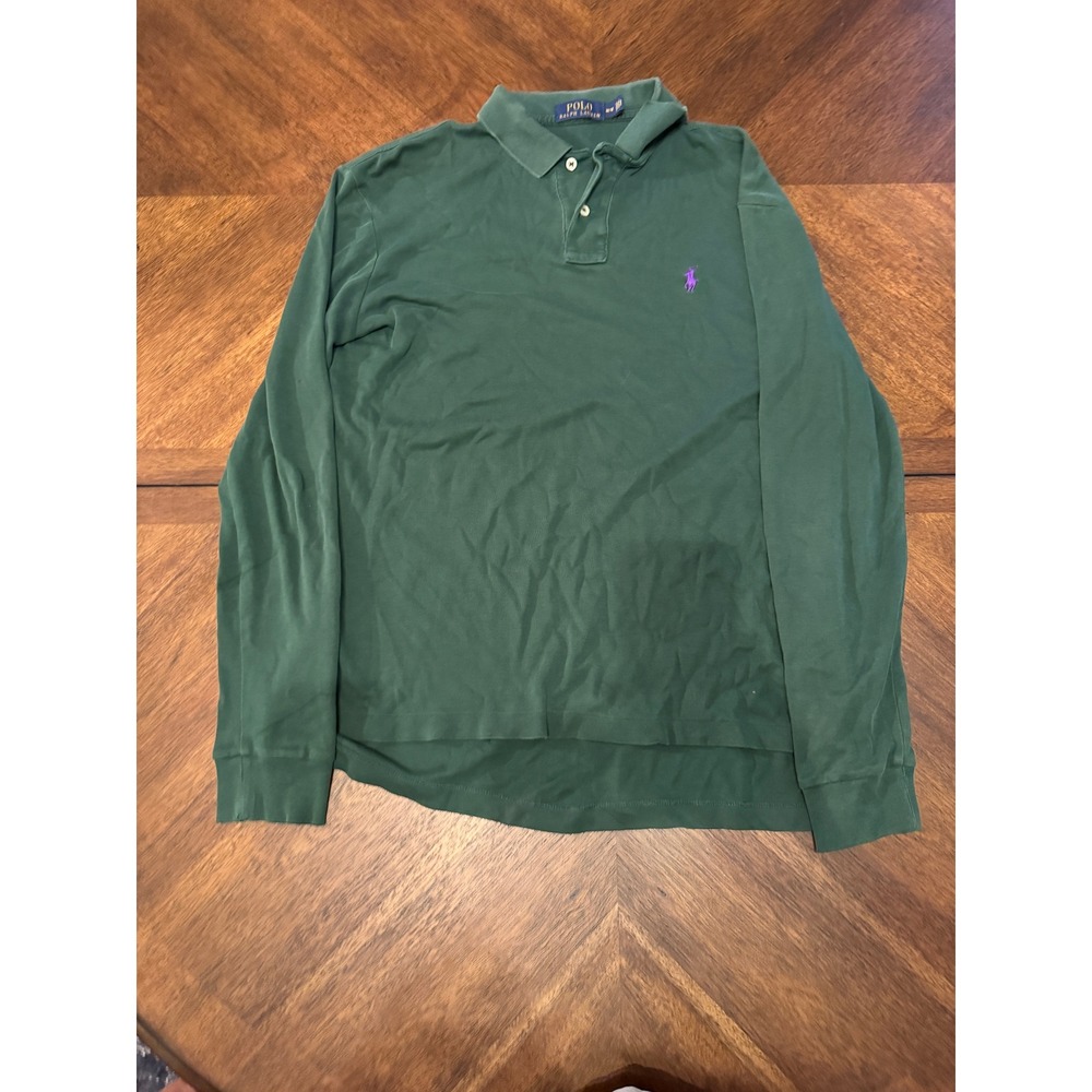 Polo Ralph Lauren Men's Long Sleeve Polo‎ Shirt Green Purple Pony Logo |J1
